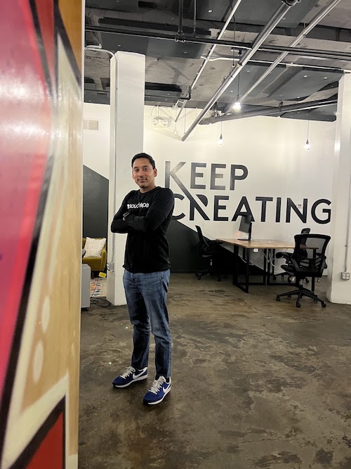 Soundstripe teammate collaborating in the office